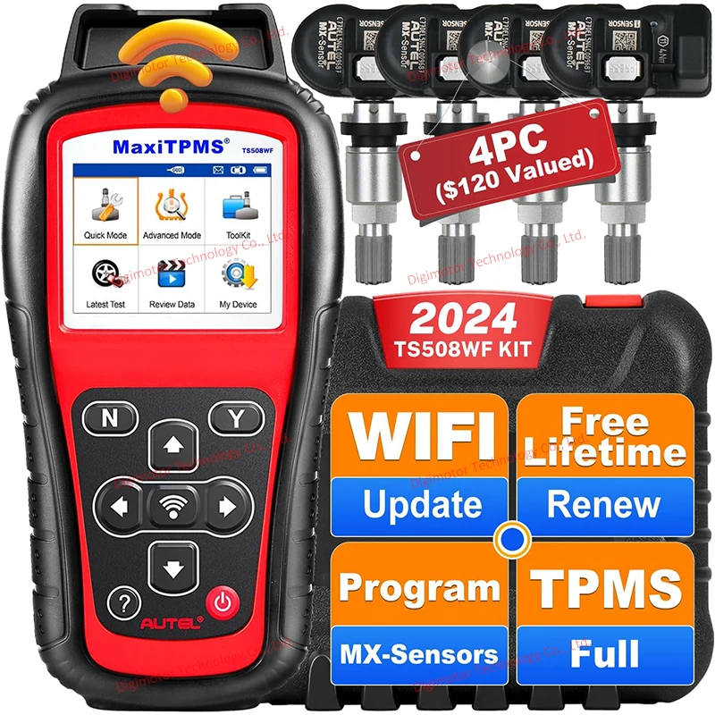 Autel TS508WF KIT TPMS Diagnostic Tool Activate/Relearn TPMS Sensors, Program MX-Sersor, Tire Pressure Monitor, WIFI Free Update