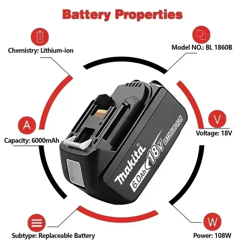 For makita 18 v battery 12000mAh Powerful Replacement Compatible Makita Battery BL1860 BL1850B BL1830 Series Battery