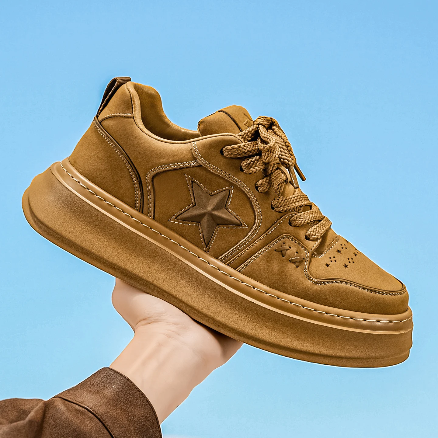 

New Arrival Men's Low - Top White Sneakers | Retro Platform Skate Shoes | Non - slip Wear - resistant Casual Athletic Footwear