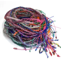 Natural 2-3mm Faceted bead tourmaline garnet crystal quartz bracelet adjustable hand woven bracelet suitable gifts party jewelry