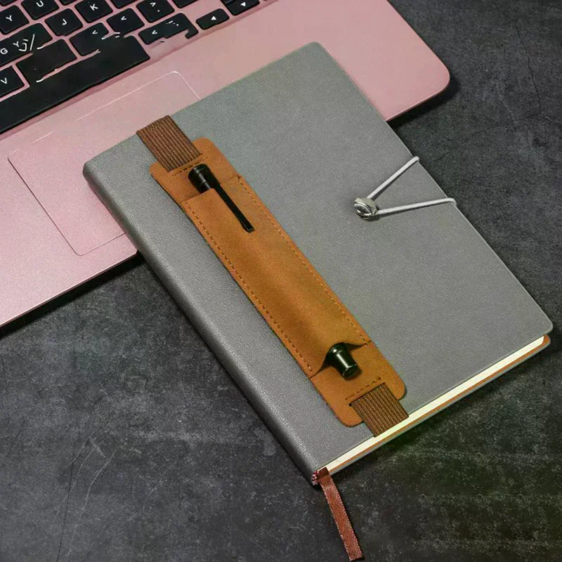 Adjustable Elastic Band Pen Holder Notebook PU Leather Pen Sleeve Pouch Elastic Pen Holder 8 1.5 Inch Detachable