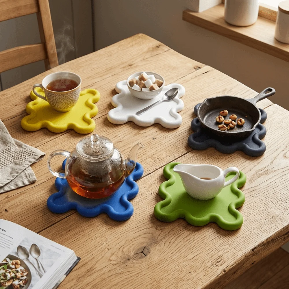 Blocks Heat Transfer PVC Material Heat‑resistant Coaster Thickened Flexible Cup Mat Smooth Anti‑slip Bottom Mug Pad Café
