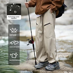 HANLU New Outdoor Hike Waterproofing Cargo Pants Men's Fall New Adjustable Leg Outdoor Tactical Pants Straight Casual Trouser