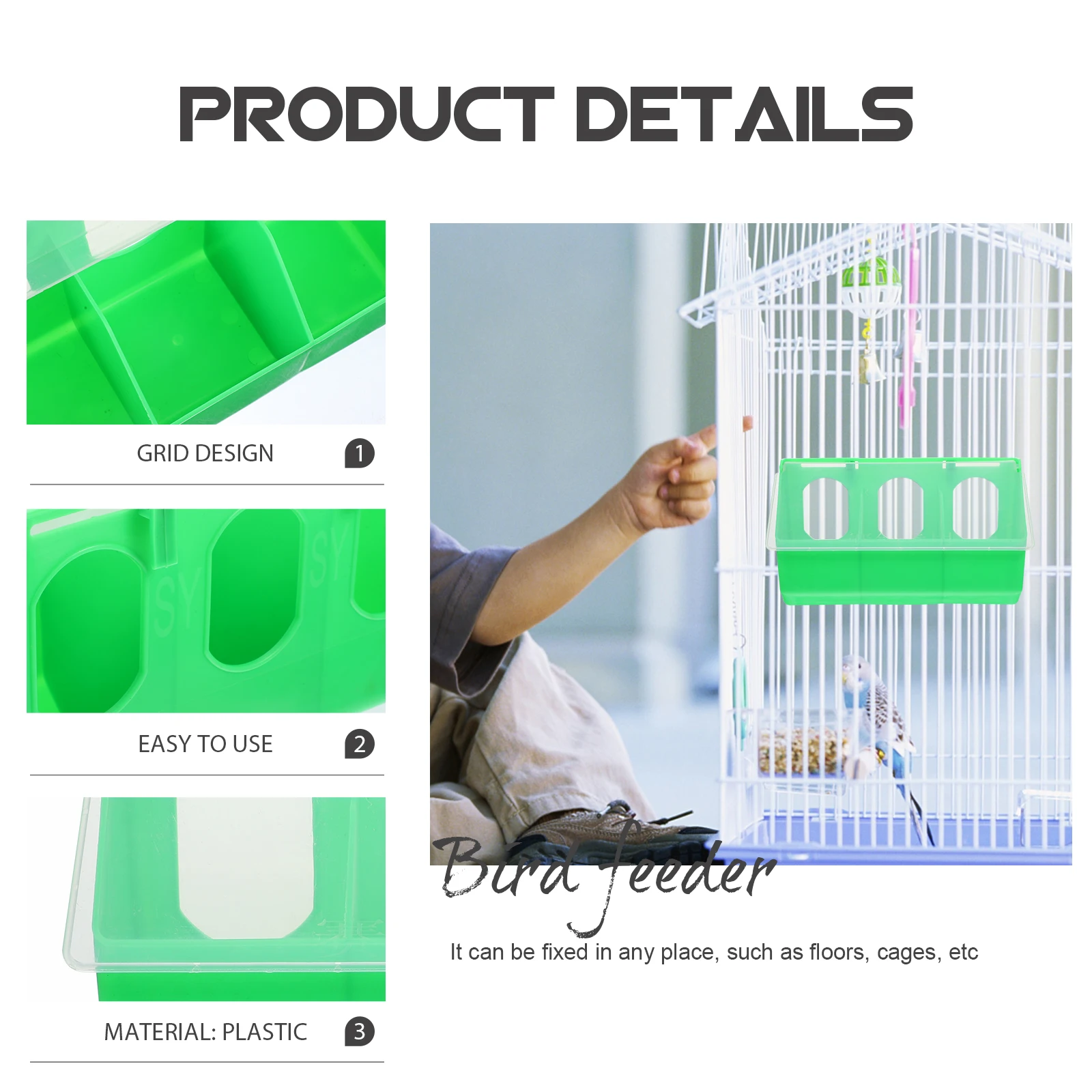 

Pigeon Food Box Durable Plastic Bird Feeder Multi-Function Cage Accessory Easy Clean Household Pet Supply for Birds