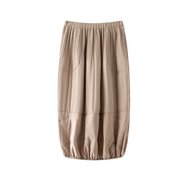 

Miyake Fold 2025 Autumn/Winter New Elegant Solid Color Cotton Half Skirt for Women, Thickened and Versatile A-line Half Skirt