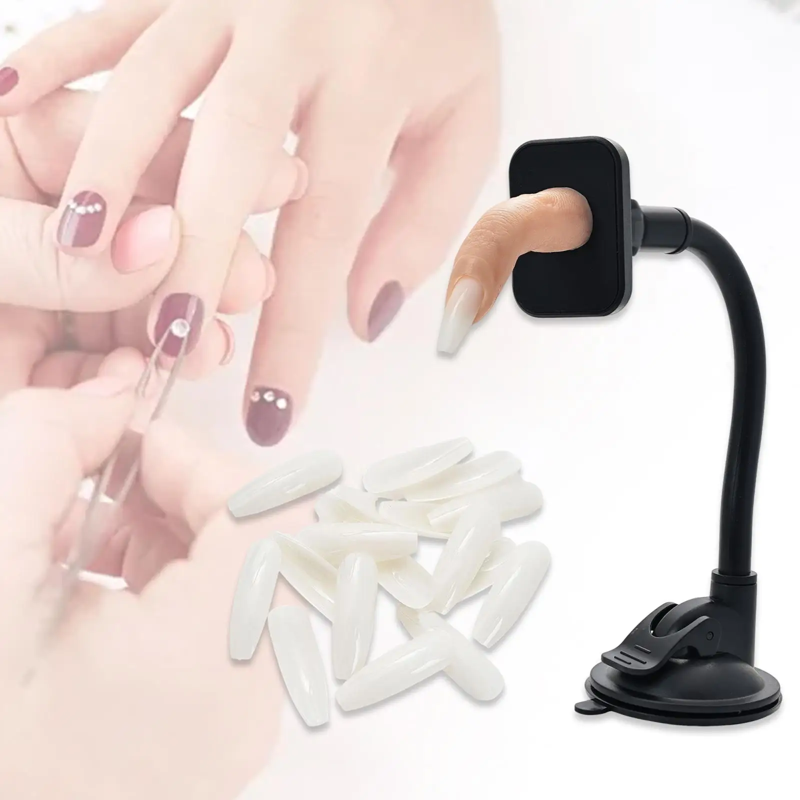 

Mannequin Finger with Stand Reusable Model Display Bendable Manicure Finger Supply Halloween Decors Photo Props for Beginner