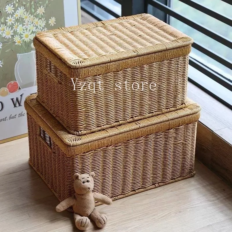 Japanese storage box imitation rattan anti-mildew, dresser jewelry sundries collection box, simple gift box empty box