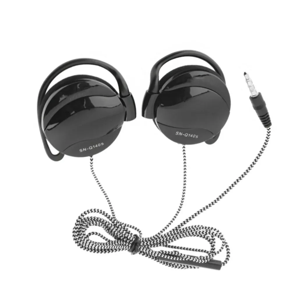 

Sports Ear Hook Wired Headset with Microphone Padded Stereo Headphone Earphone for Universal Computer Tablet Black