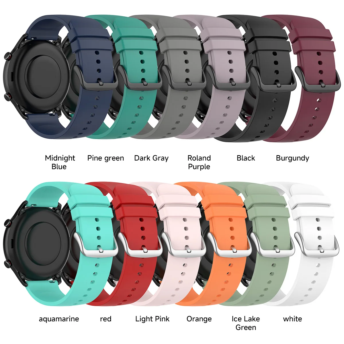 20/22mm Silicone Strap For Samsung Galaxy watch 7/6/5/4 40 44mm Smart Watch bracelet For Huawei Watch GT 2/2e/3/pro watchbands