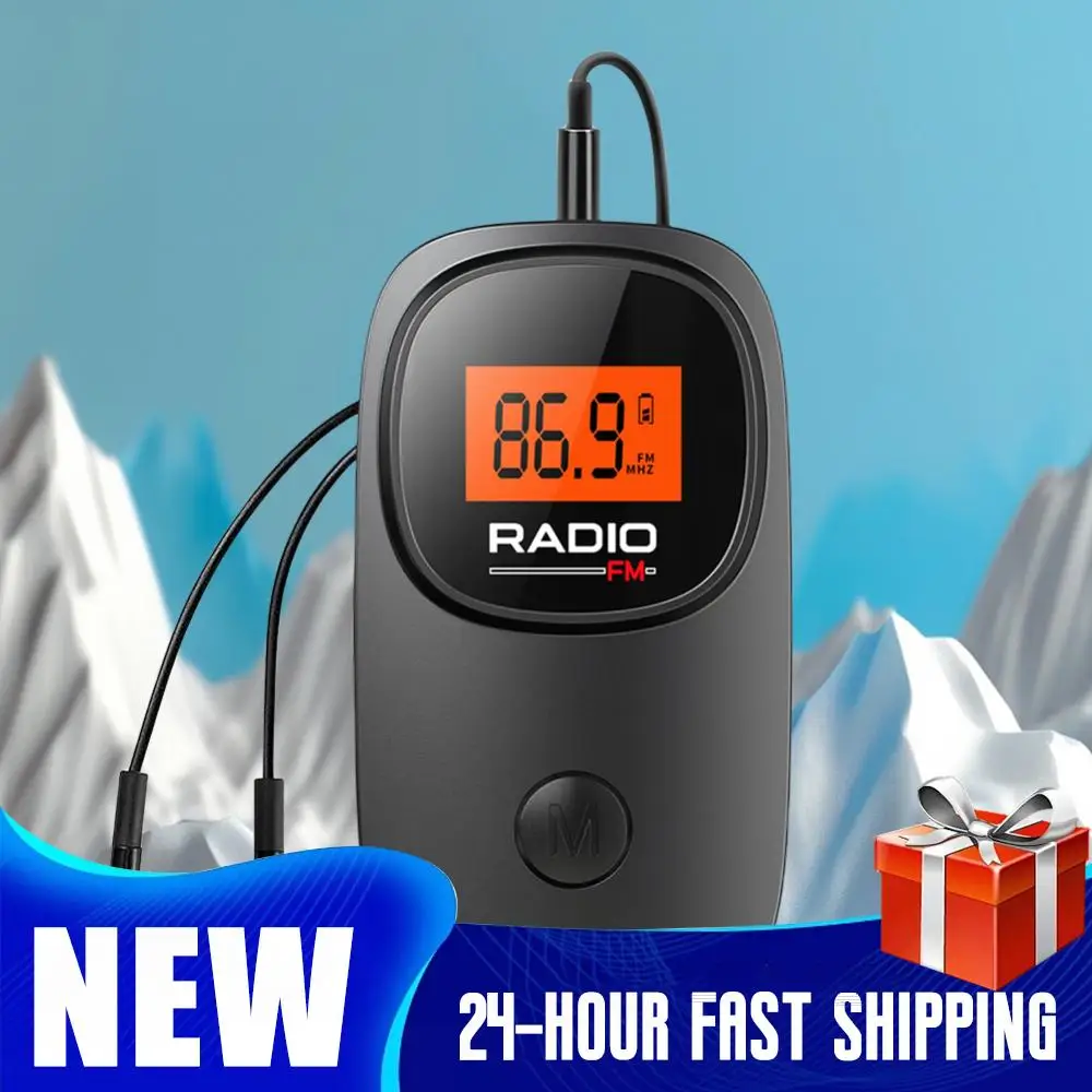 Pocket Clip Radio FM-radio-ontvanger LCD-scherm Digitale afstemming FM-radio met oortelefoon Draagbare radio op batterijen voor thuis