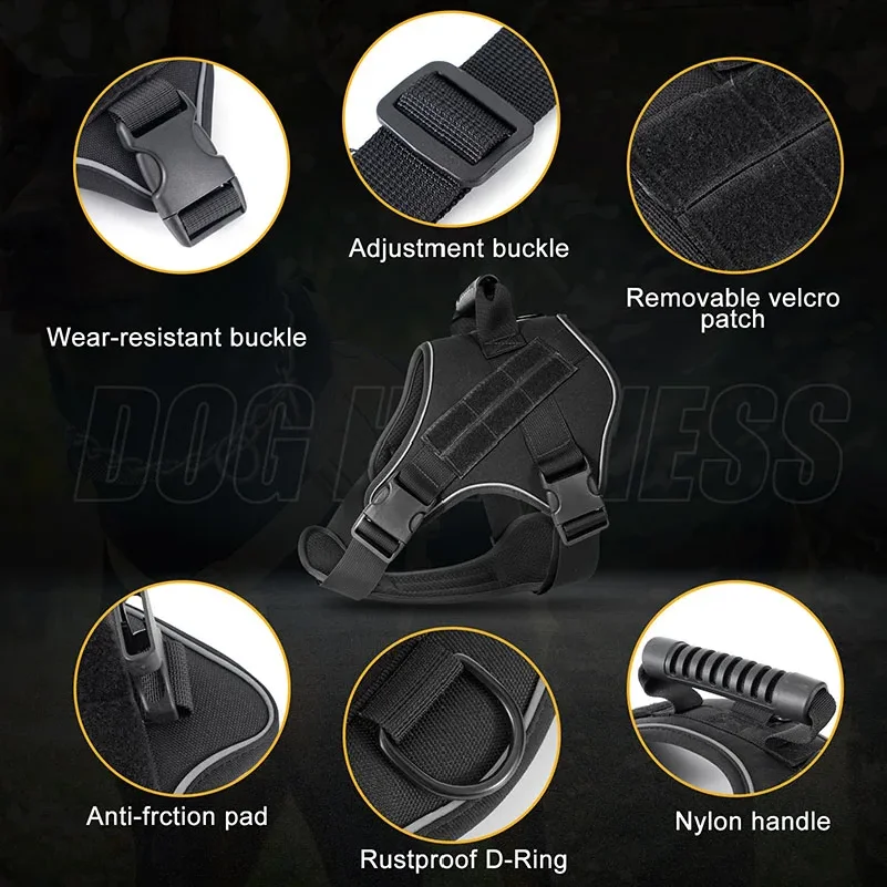 Tactical Dog Harness for Large Dogs No Pull Explosion Proof Heavy Duty Adjustable Military Grade K9 Training Walking Vest - view 4