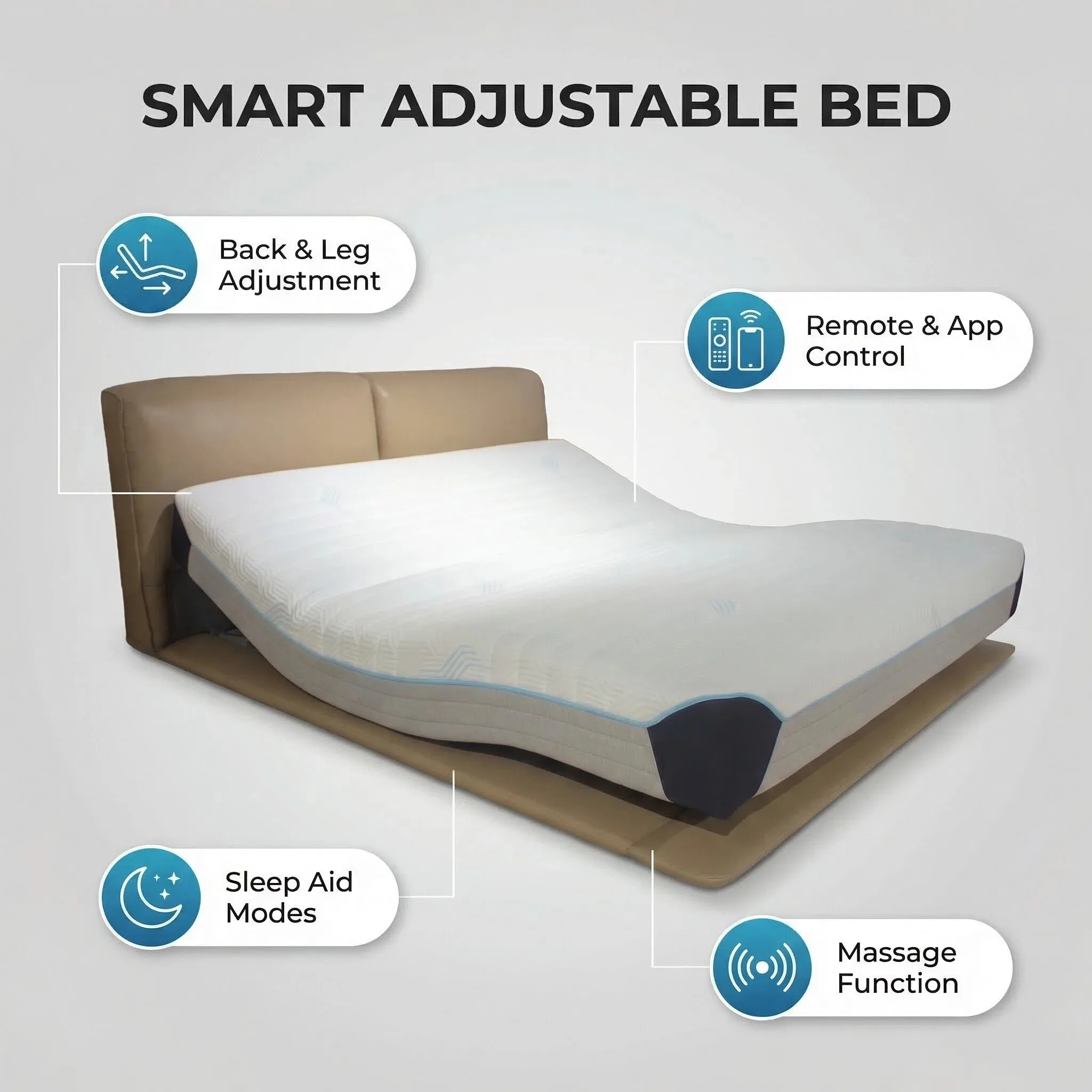 Smart breathable mattress, hypoallergenic and eco-friendly massage bed cover