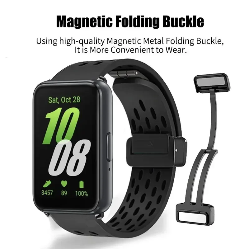 Starp magnetico per Samsung Galaxy Fit 3 Smart Watch cinturino con fibbia pieghevole traspirante in silicone per braccialetto Galaxy Fit3