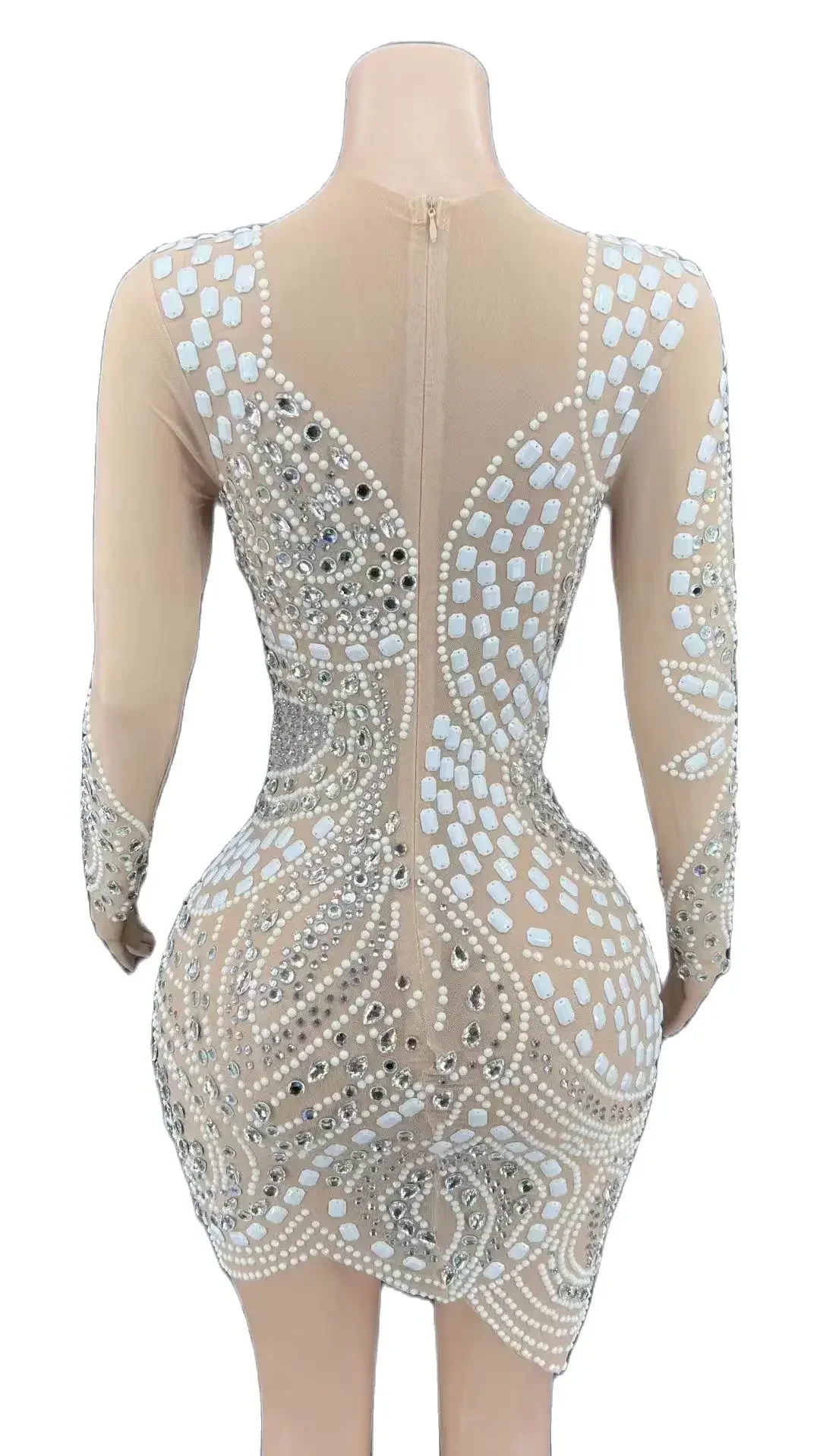 Robe longue de soirée à paillettes argentées scintillantes pour femmes, cape en maille extensible, Perspective de bal, sirène, tenue de scène de chanteur