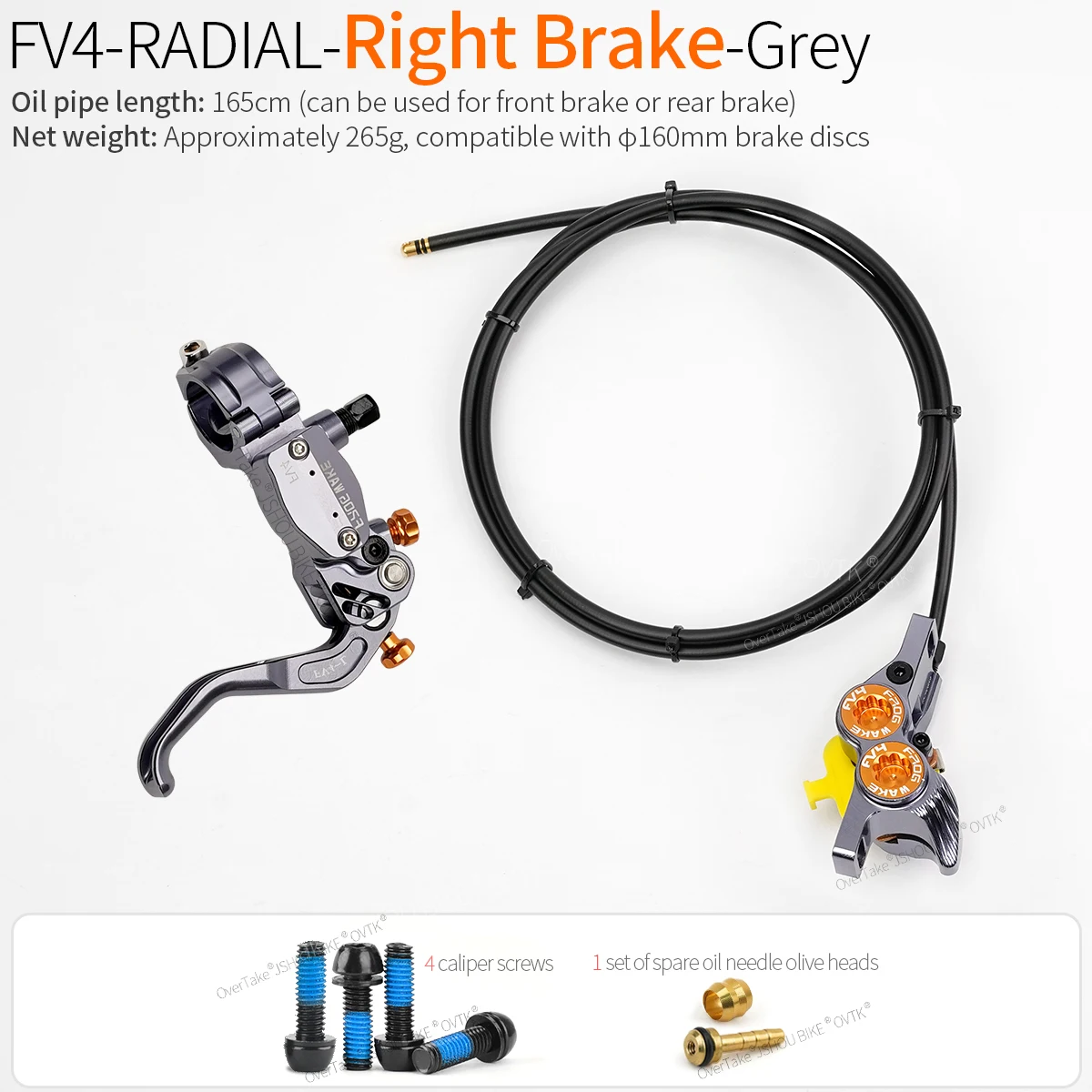 FROG WAKE FV4 4-piston hydraulic disc brake kit Split type aluminum inline radial Front /rear brake Grey/Silver/black bike part image 3