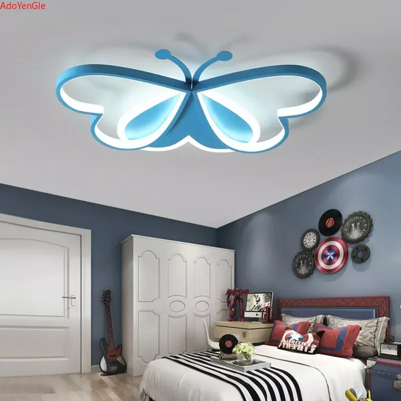 Nordic Ceiling Lamp Modern Pink Butterfly Ceiling Chandelier For Children RoomIndoor Decor LED kids Girls Room Lighting Fixtures