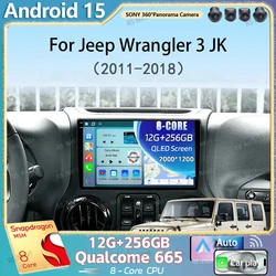 Android 15 CarPlay Auto Car Radio For Jeep Wrangler 3 JK 2011-2018 GPS Multimedia Player Autoradio Navi Stereo 4G+WIFI DSP 2din