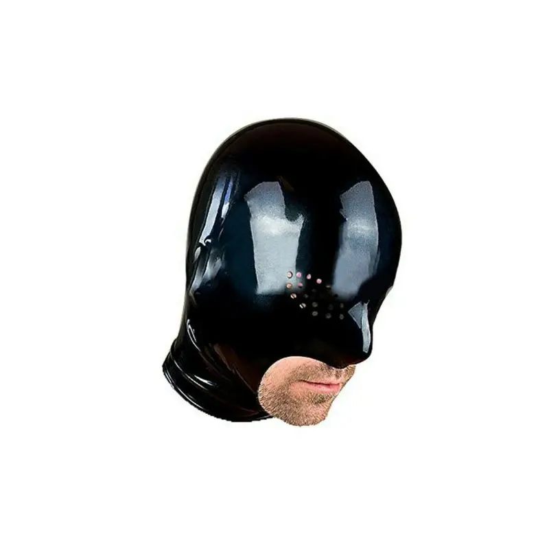 Handmade Sexy Natural Latex Mask Hood Mesh Eyes for Men Cosplay Costumes Fetish Cosplay Mask Back Zipper