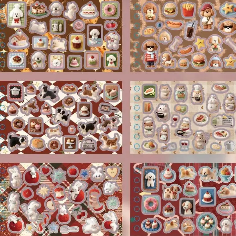 

20pages/book Korean Ins Cute Animals Sticker Handbook Scrapbook Phone Case Journal DIY Decoration Sticker Kawaii Stationery