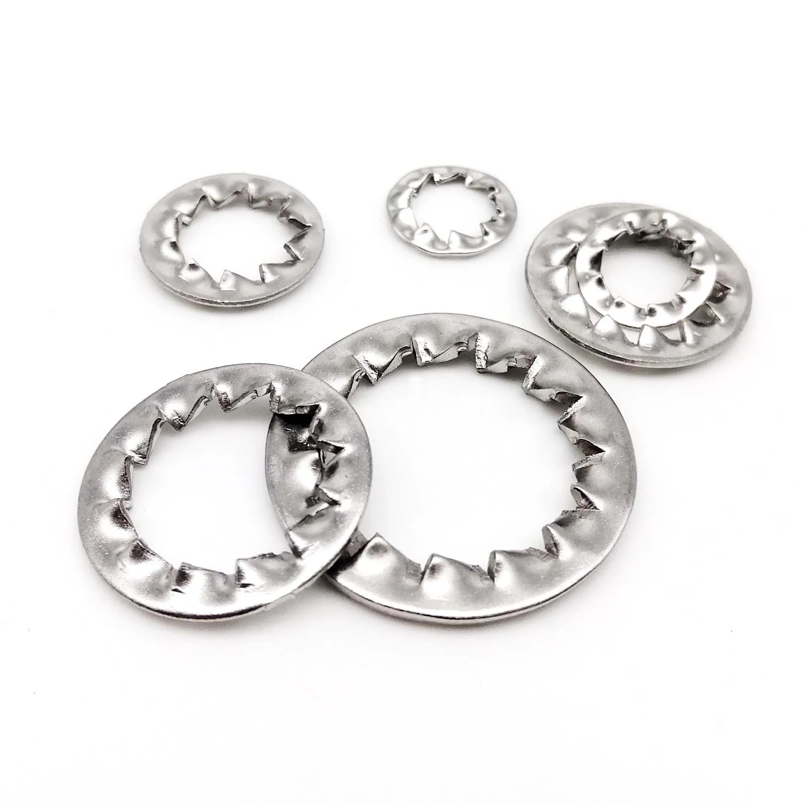 500pcs External Internal Toothed Serrated Lock Washer Gasket Mix M3 M4 M5 M6 M8 Assortment Kit Set Box 304 A2-70 Stainless Steel