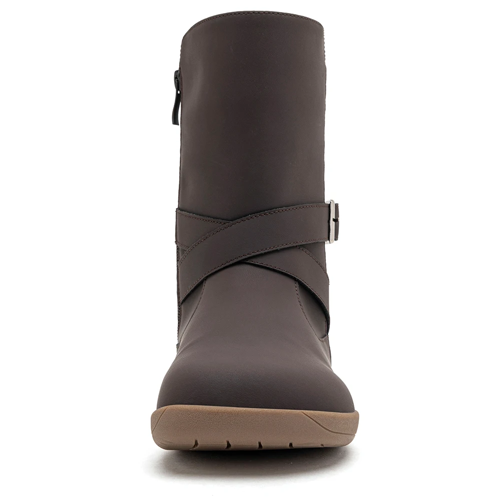 HOBIBEAR Weit geschnittene Barfußstiefel für Damen, Kunstleder, mittelhohe Knöchelstiefel, Zero Drop, seitlicher Reißverschluss, leichte Wanderschuhe – Detail 5