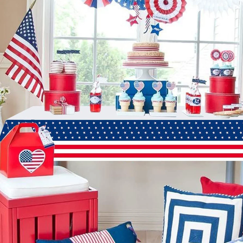 

Independence Day Disposable Tablecloth Decorative Plastic Cover Theme Party Supplies Table Runner Disposable Tablecloth