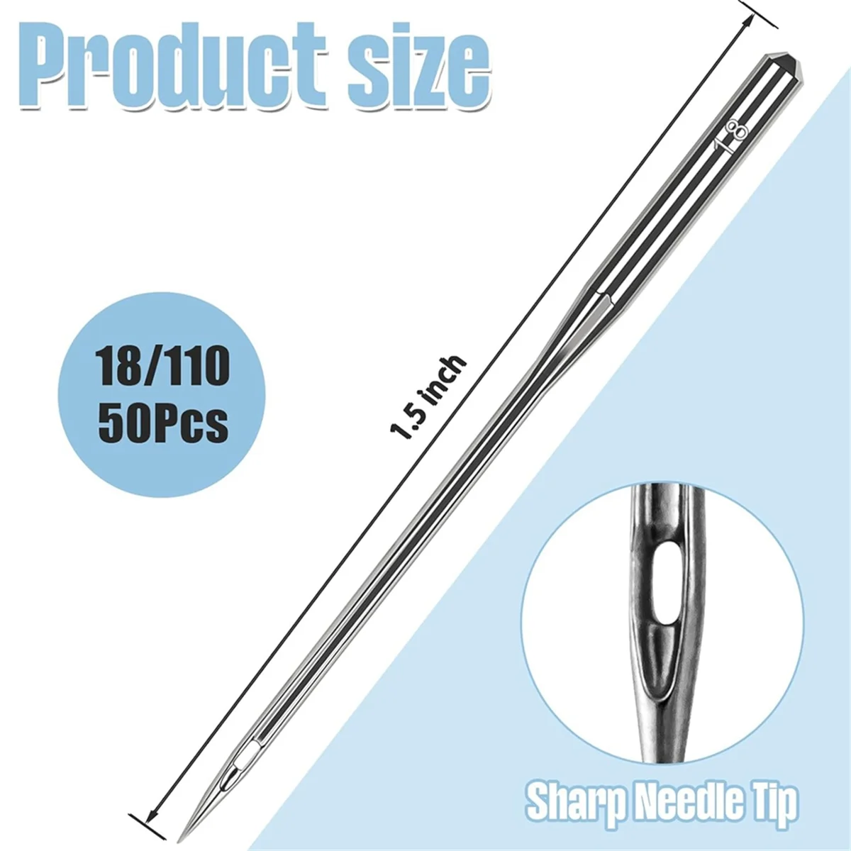 [in stock] 50 Pcs Universal Size 110/18 Heavy Duty Sewing Machine Needles, Quliting Sewing Machine Needles for Home Sewing Machi
