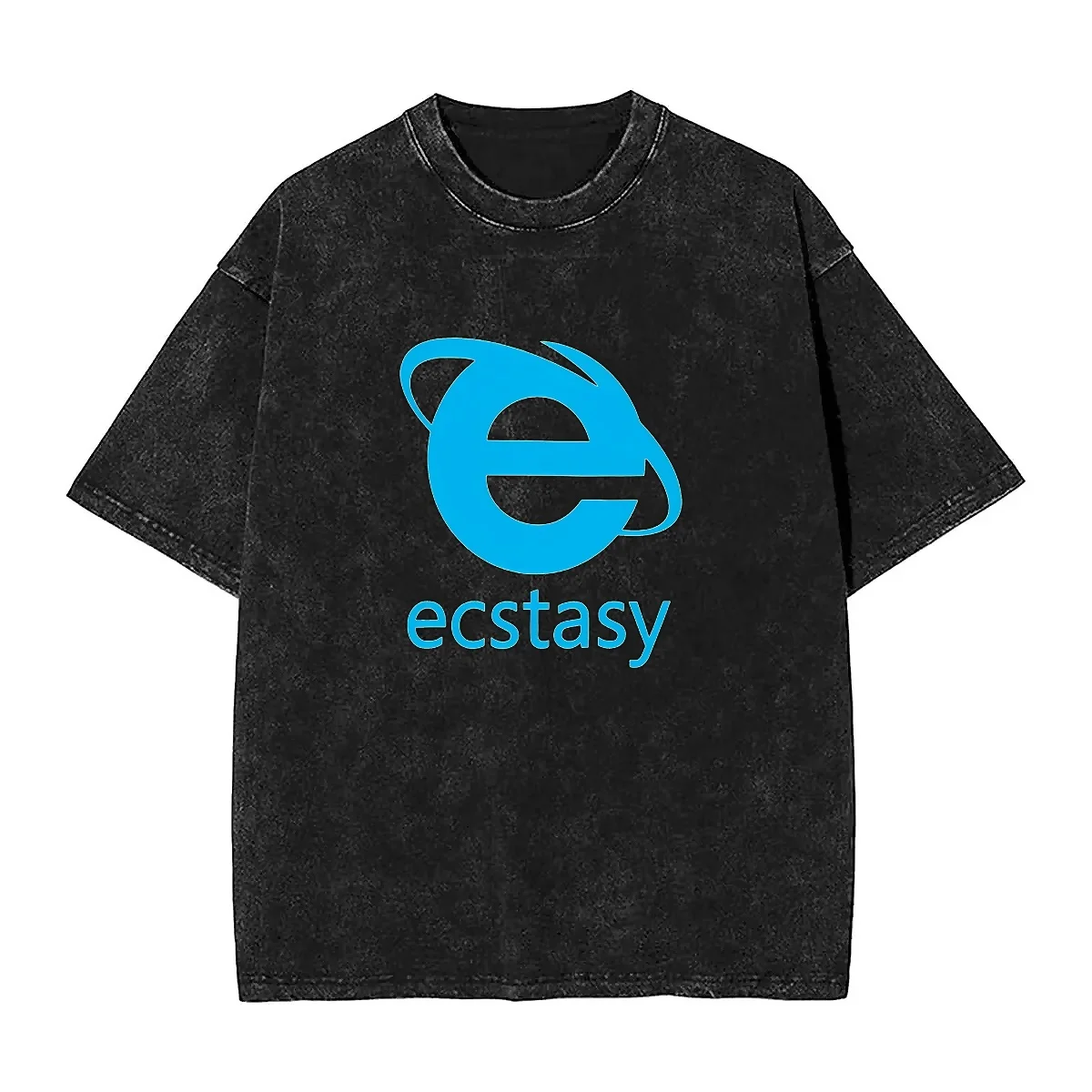 Ecstasy Washed T-Shirt Male Popular Logo Awesome Cotton T Shirts Beach O-Neck Fashion Tee Shirt Design Oversized Clothing