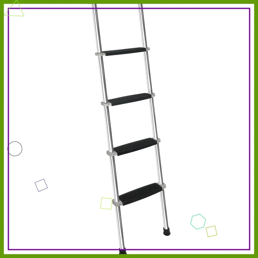 

52" RV Bunk Ladder, 4 Wide Step Aluminum Camper Bed Ladder with Anti-Slip Rubber Pads, Silver