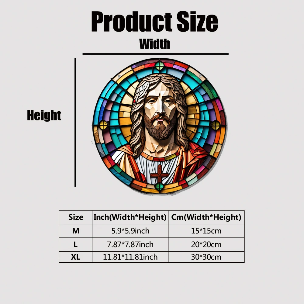 15cm/20cm/30cm christ Jesus Abstract  Window Hangings with Chain Acrylic Listing Suncatchers Home Decor