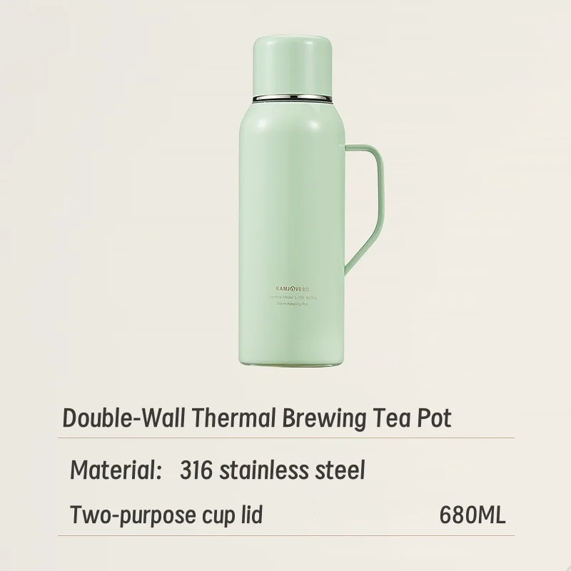 KAMJOVE 316 Stainless Steel Inner Liner Double-layer Slow-Brew Kettle,680ML Warm-Keeping Pot 24-hour Heat Retention Tea Pot