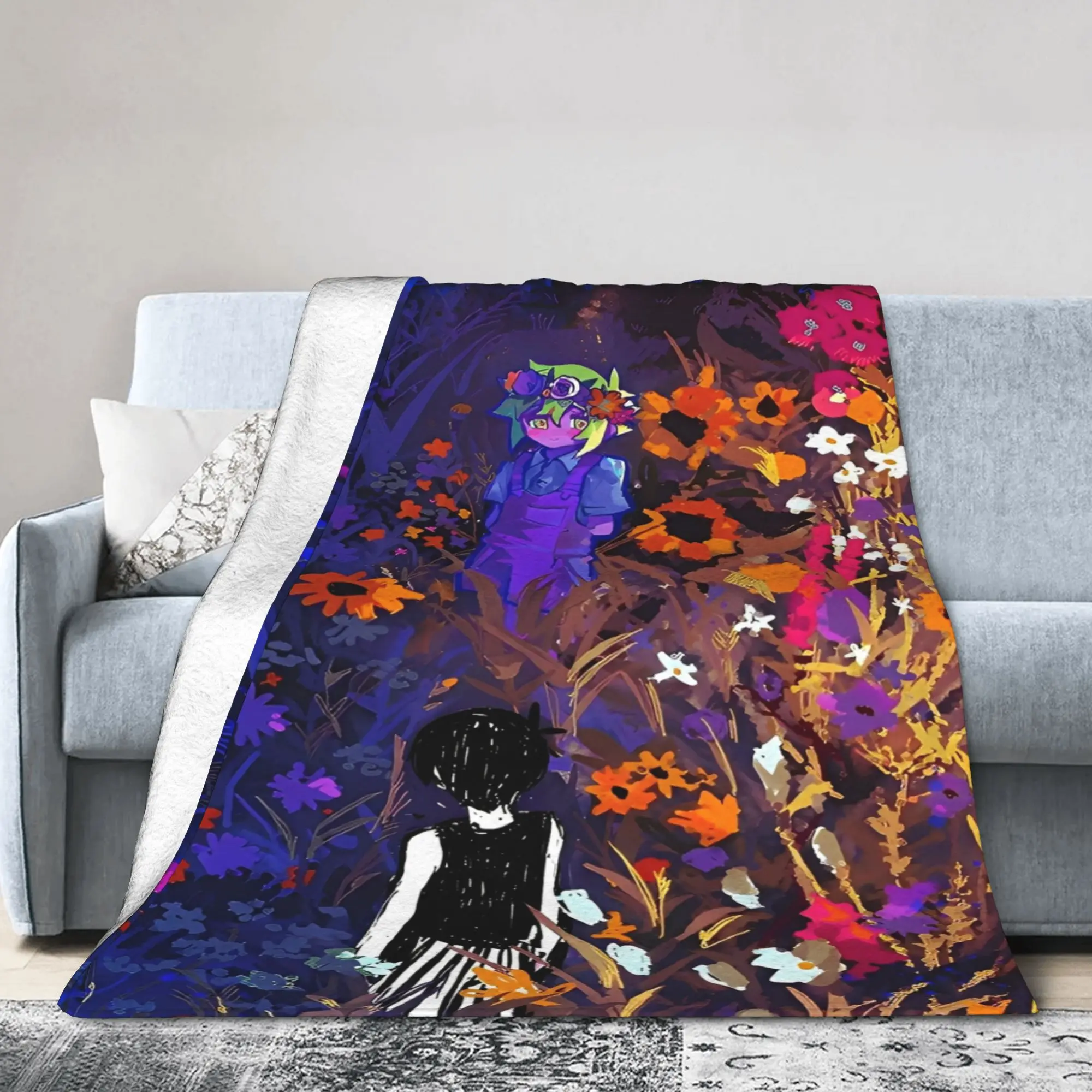 Anime Basil Sunny Omori Game Blanket Quality Soft Warm  Throw Blanket Winter Camping Outdoor Aesthetic Bedspread