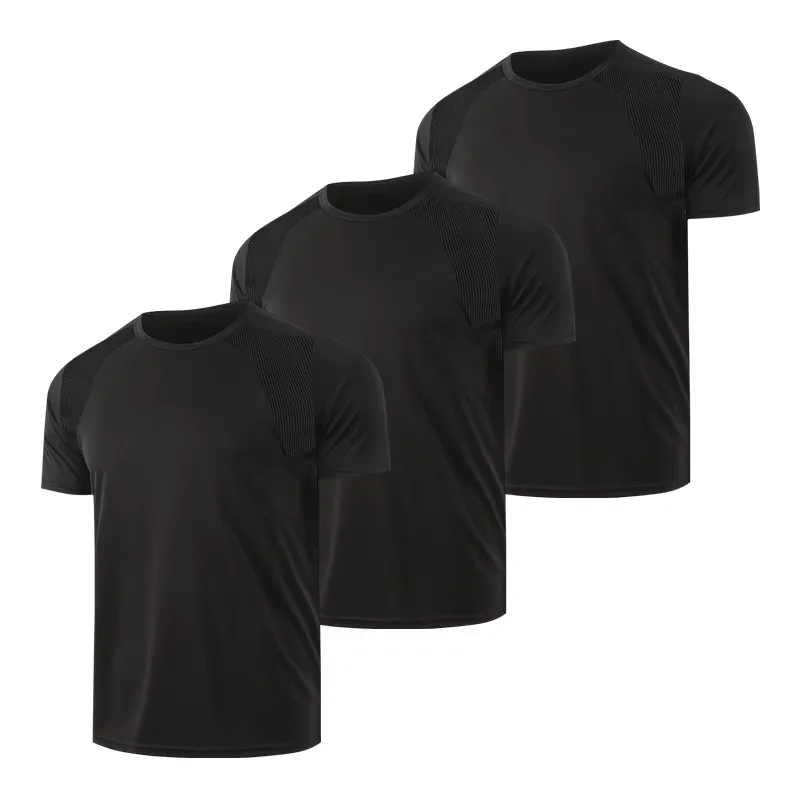 

Мужская летняя черно-белая футболка с короткими рукавами и круглым вырезом, удобная, с сетчатыми вставками, дышащая, повседневная, 1/3 Piece