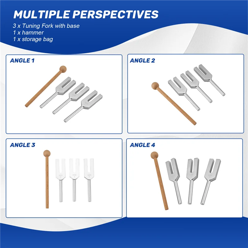 

Tuning Forks Set 4096 Hz 4160 Hz 4225 Hz Tuning Forks Set Tuning Fork With Wooden Hammers And Cloth Bag Silver Style 2