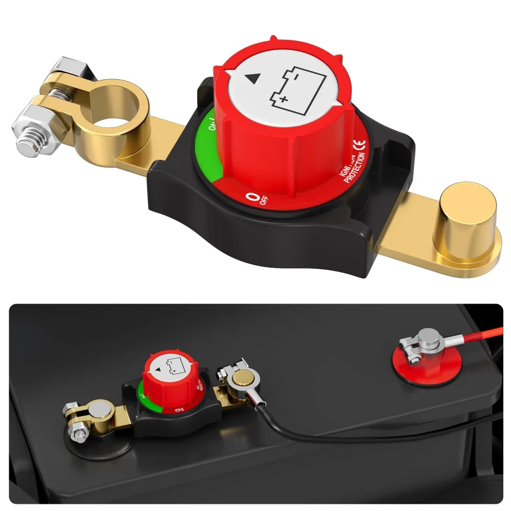 Top Post Battery Disconnect Switch Battery Cut Off Switch 12-24V Heavy Duty Battery Shut Off for Car RV Boat And Vehicle(On/Off)