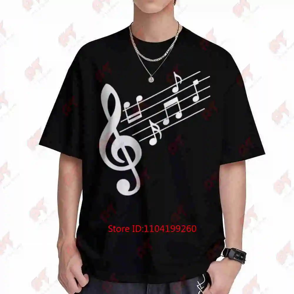 Music Clef Notes Short Sleeve Tee 100% Cotton T-Shirt