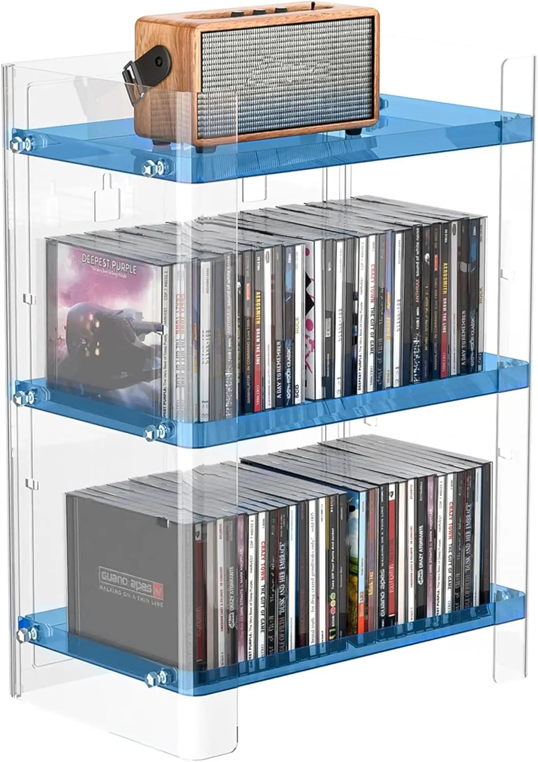 

Clear CD Storage Stand 3 Tier Plastic DVD Display Rack Large Capacity CD Storage Rack Holds up to 54 Standard CD Cases for Media