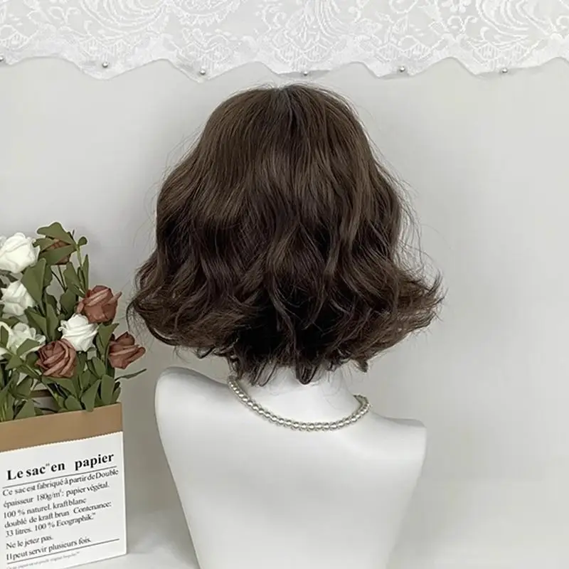 شعر مستعار فتاة لوليتا شعر مجعد قصير جديد الصوف لفة الشعر القصير محاكاة الشعر Jk غطاء شعر مستعار كامل