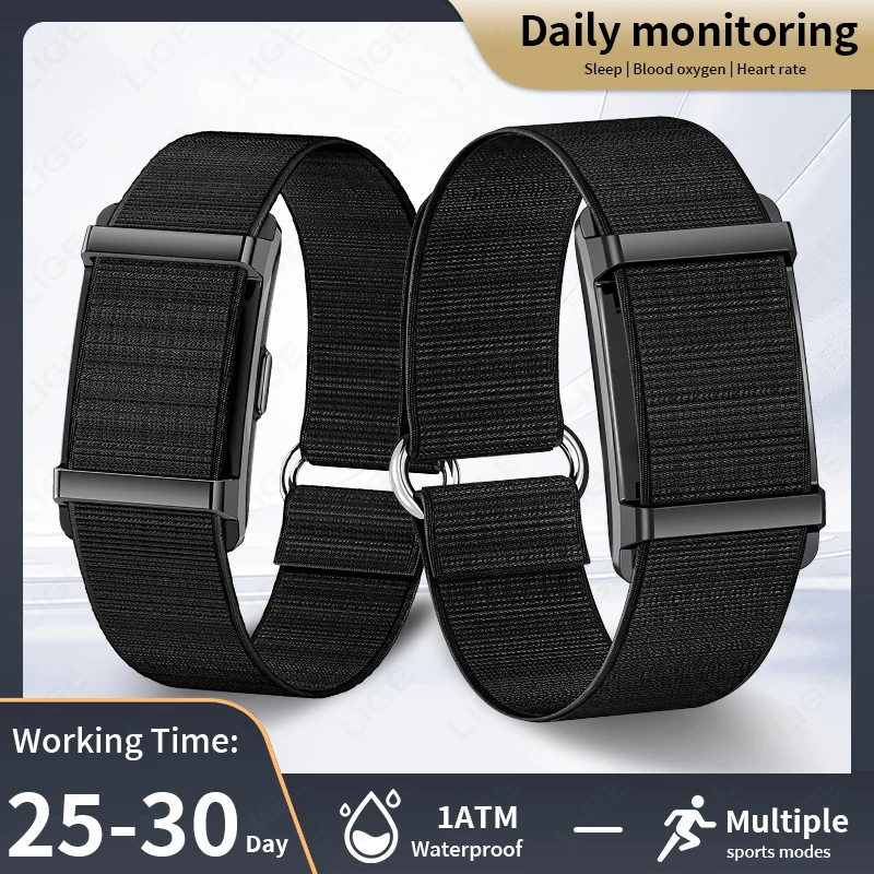 

LIGE Fitness Sports Band Men Smart Bracelet No Screen Watch Heart Rate Monitor 1ATM Waterproof Multifunction Wristband Women