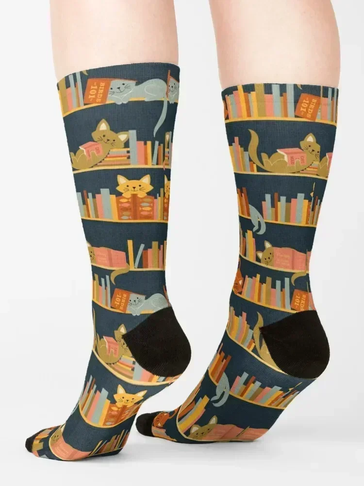 Cozy Cats and Books Socks hiphop soccer anti-slip basketball hiking Men's Socks Luxury Women's