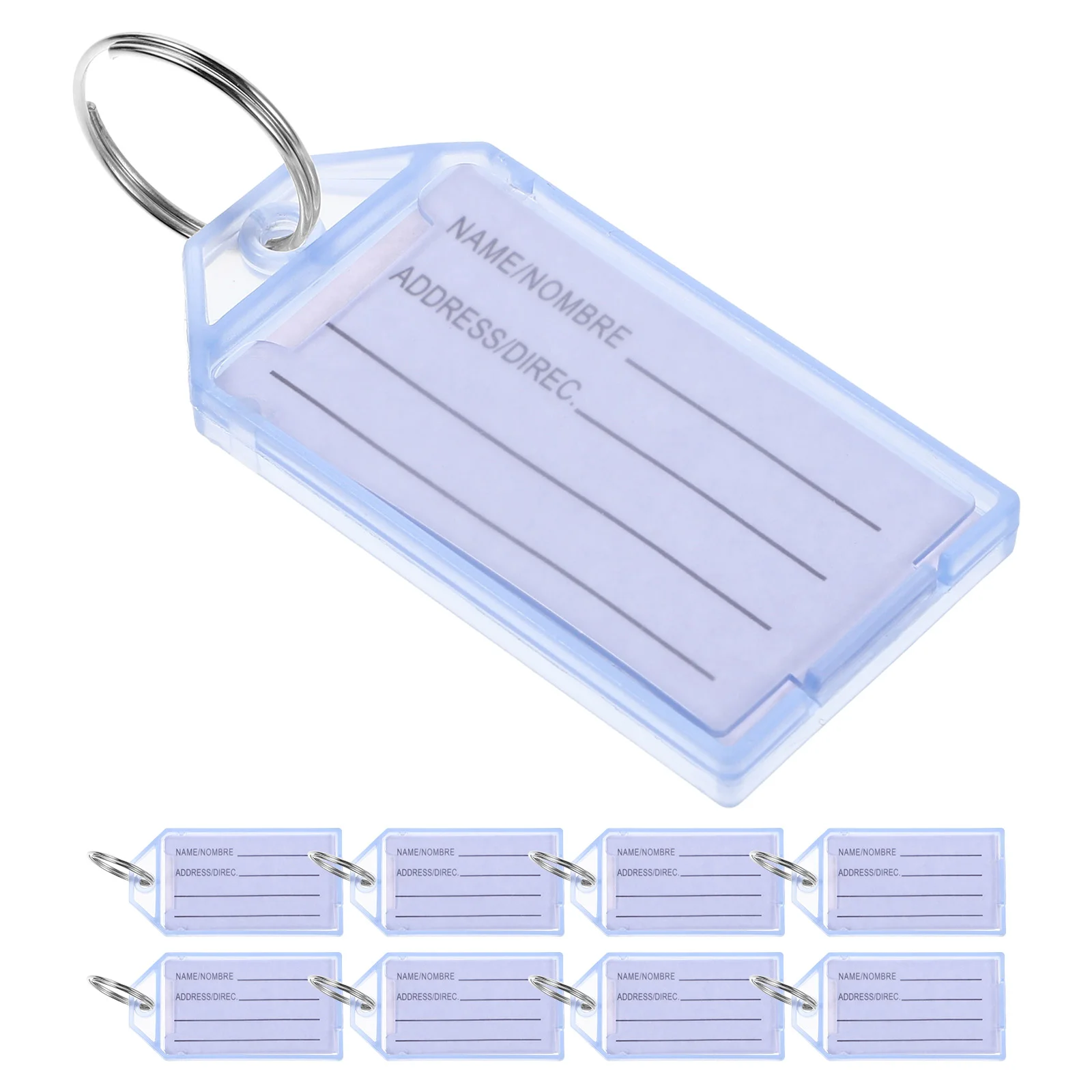 30pcs Key Tags Tough Plastic Key Tag With Split Ring Blank Paper Labels Transparent Window Covers Key Chain Label Sturdy Item Id