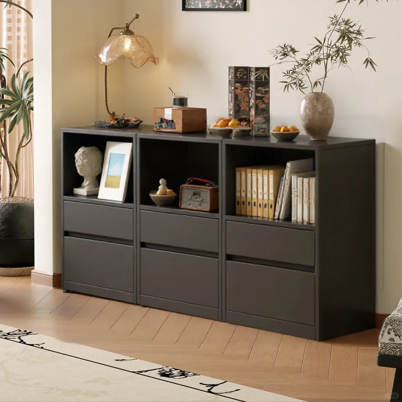 

Home Bookshelf Floor Shelf Living Room Light Luxury Black Storage Cabinet Multifunctional Combination Cabinet Storage Bookcase S