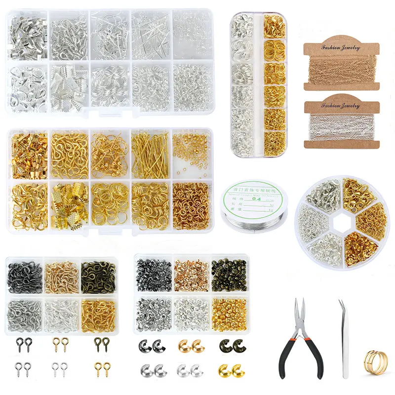 Alloy Accessories Jewelry Findings Set Earring Making Kit Lobster Clasp Open Jump Rings Repair Tools DIY Jewelry Making Supplies