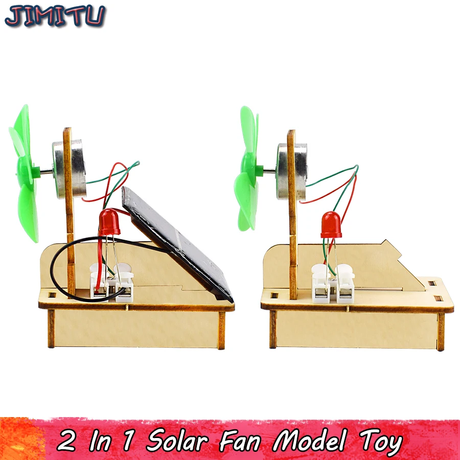 2 In 1 Solar Fan Model Kits Toys for Children Physical Science Experiment Assembly Educational Toy Wooden DIY Models Hobbies