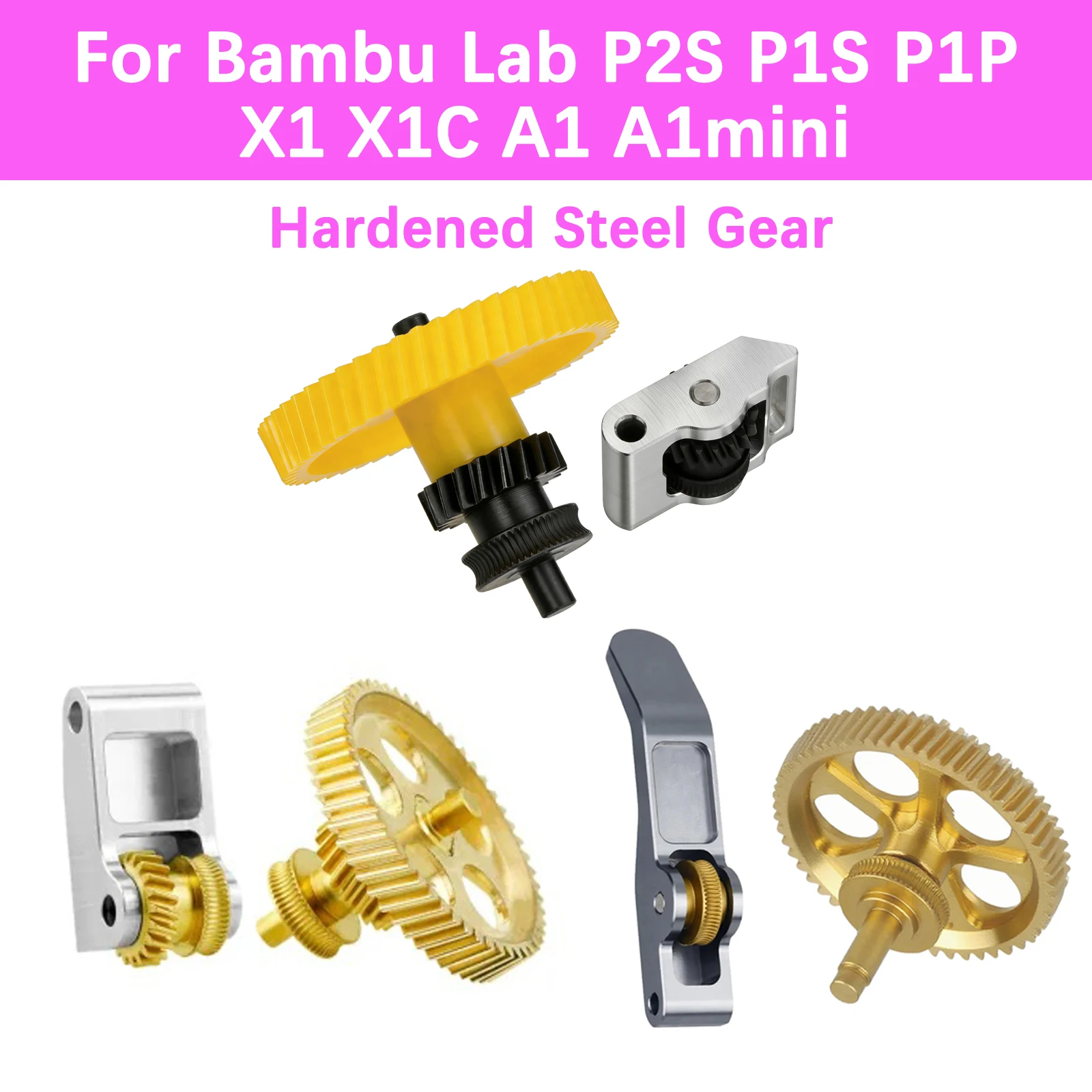 

Upgrade DLC Hardened Steel Gears For Bambu Lab P2S P1S P1P X1 X1C A1 A1mini Extruder Gear Kit Helical Gear Wear Resistant
