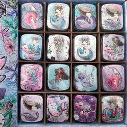 16 Pcs  Mermaid, Flamingo Flower Mini Cover Iron Tin Metal Case / Headset Can/Pill Box /Candy Chewing Gum Storage Gift