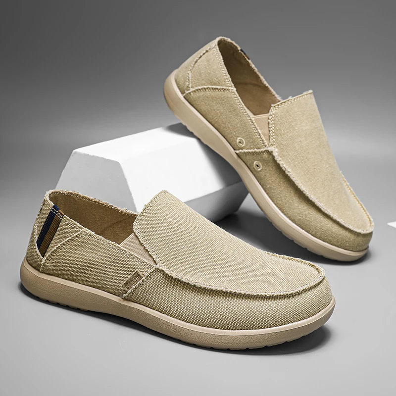 Large Size Canvas Shoes Men's Slip-On Loafers Casual Breathable Independent Station Cross-Border Shoes Adult Low Heel Rubber