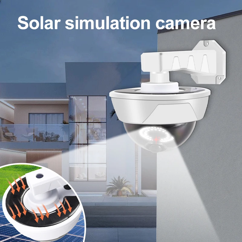 PHONEPACE Dummy Solar Security Camera - Outdoor Waterproof Fake CCTV with LED Light for Home Safety