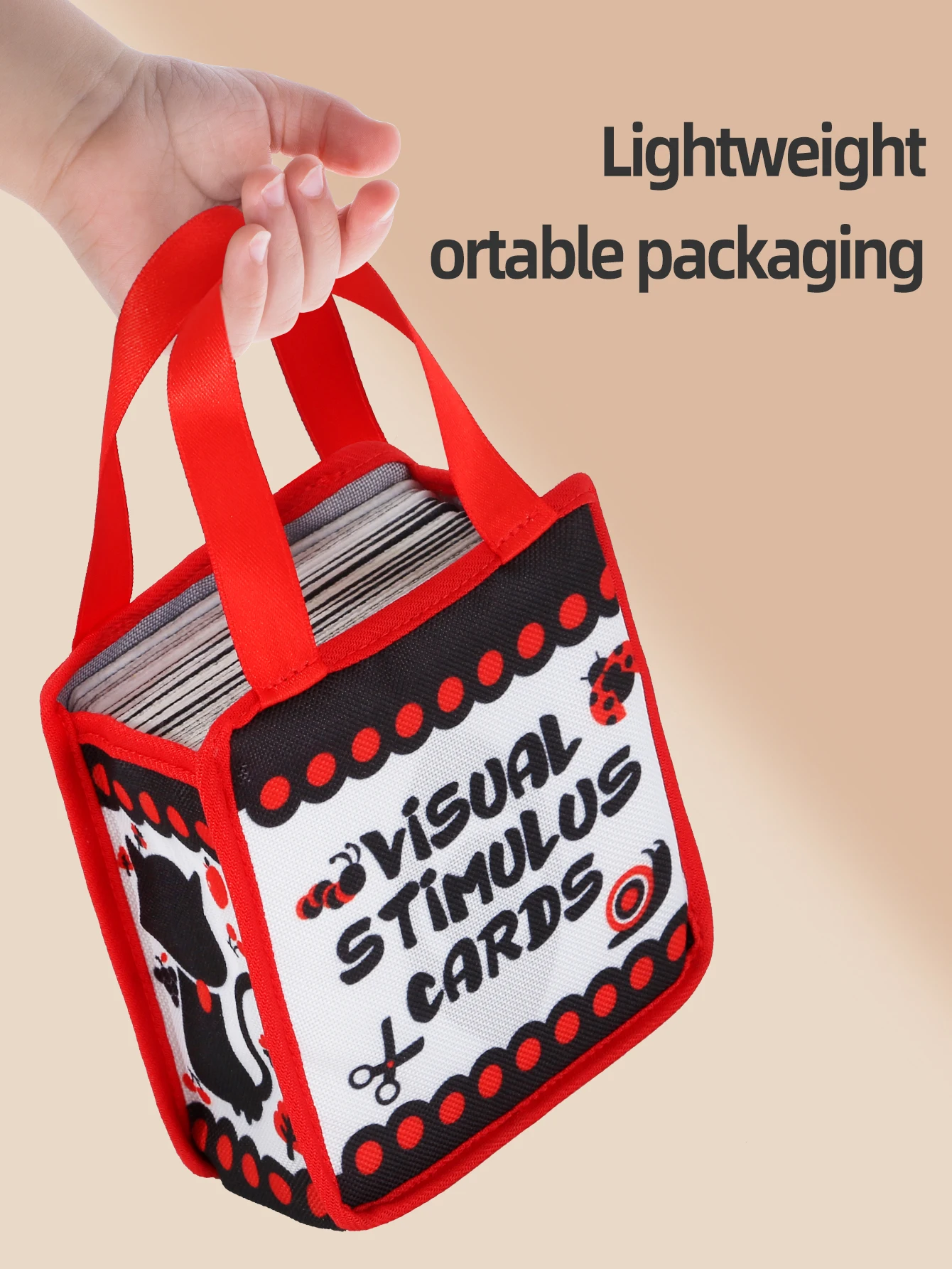 Cartes en tissu éducatives pour bébés de 0 à 12 mois, stimulant visuel, portables, lavables avec sac de rangement