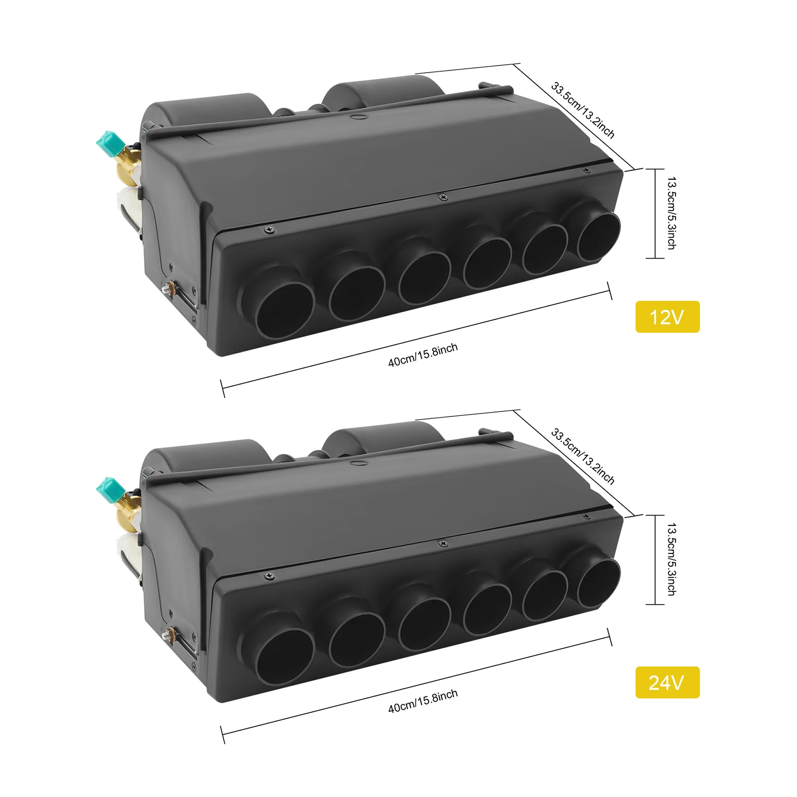 مبخر تيار متردد ساخن/بارد 6 فتحات 12 فولت/24 فولت 3 سرعات للشاحنات ومركبات البناء الزراعية